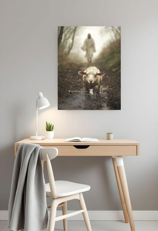 Lost Lamb Wall Art Canvas, Luke 15:4-7